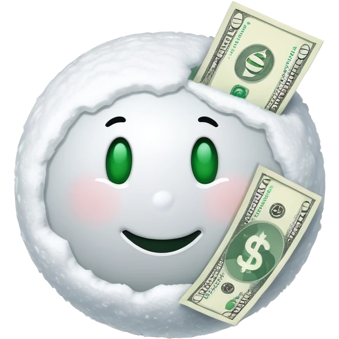 Snow ball with dollar bills  emoji