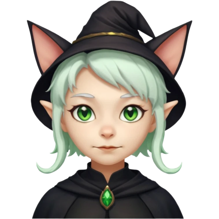 Goblin girl witch white hair, and cats ears 
 emoji