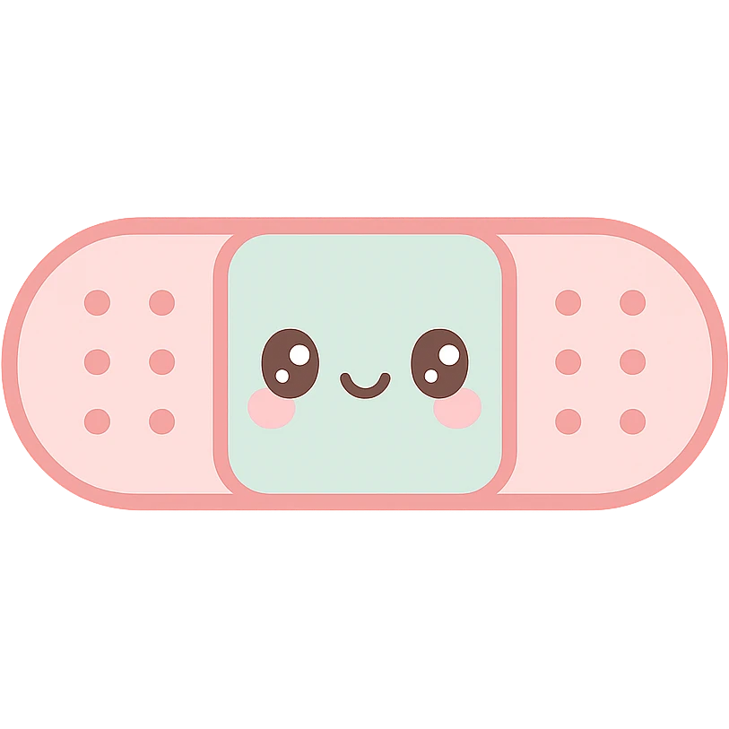 bandage with cute face, pastel colors, kawaii style emoji