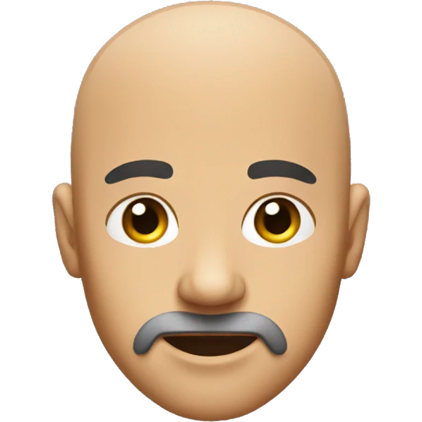 bald buzz cut with messy short facial hair emoji