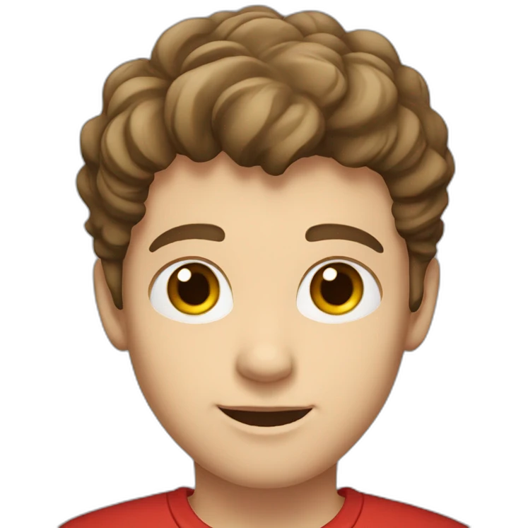 young white male with brown eyes,brown hair wearing red shirt emoji
