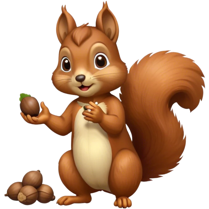 A squirrel blowing a kiss with acorns emoji