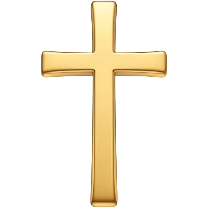 3D emoji of a simple cross, made of smooth wood or gold, with soft edges and a glossy finish in emoji style emoji