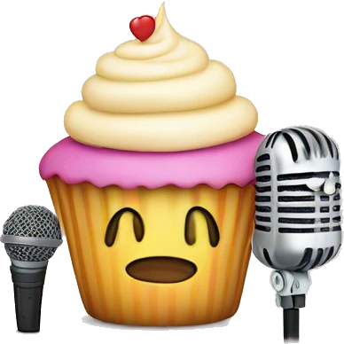 cupcake next to a microphone  emoji