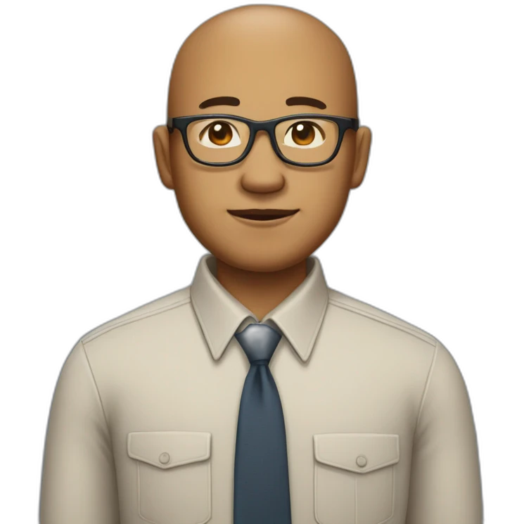 40 yr old chinese man with clear aviator glasses in a button down office shirt emoji