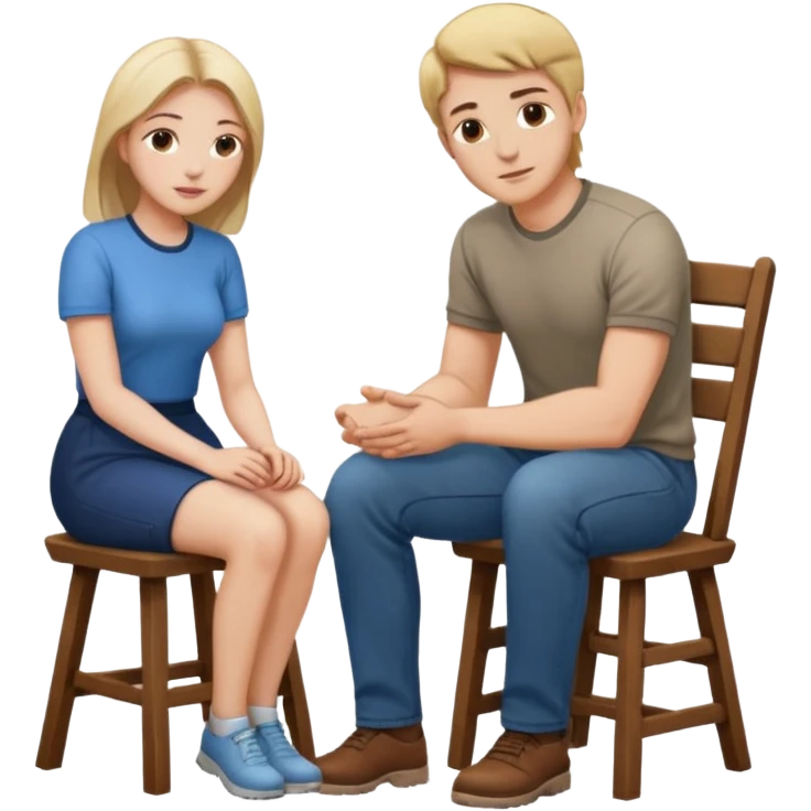 MaN sitting on chair Woman kneeling emoji