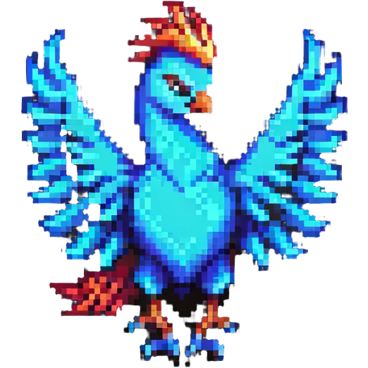 cool phoenix, pixel art style emoji
