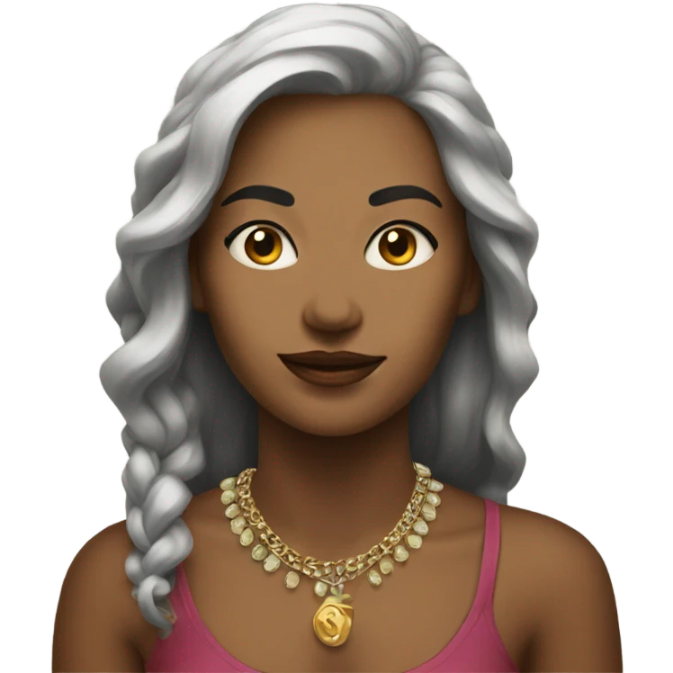 Female portrait with necklace indoors emoji