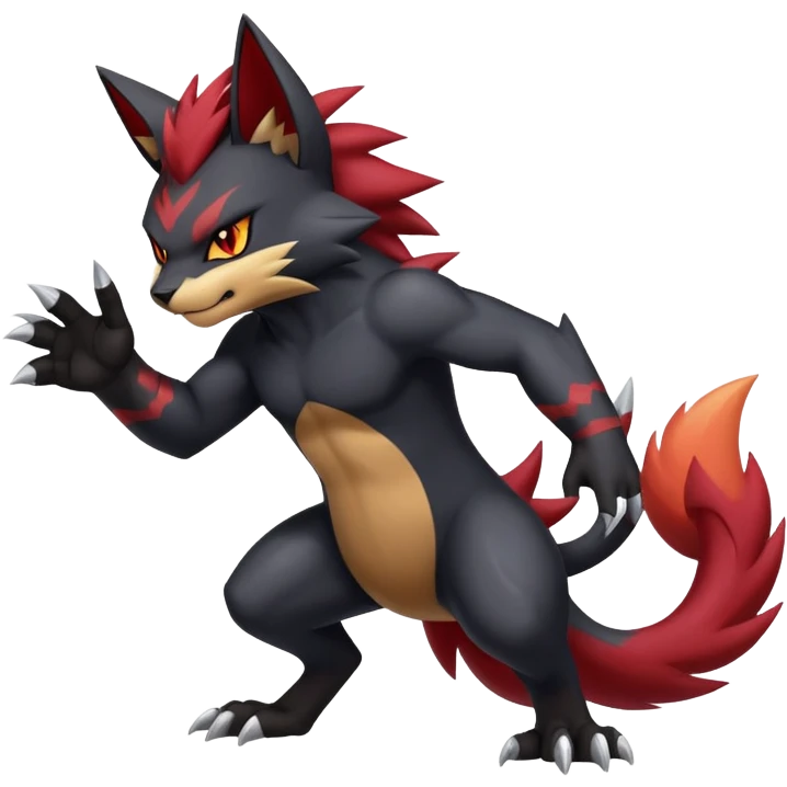 Shiny Dark Badass Handsome Torracat-Zoroark full body emoji