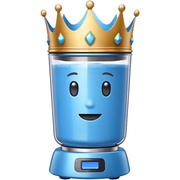Blue blender with a crown emoji