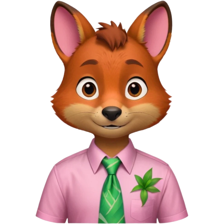 Nick Wilde with a pink Hawaii shirt and green hawaii tie from the Zootopia Disney movie emoji