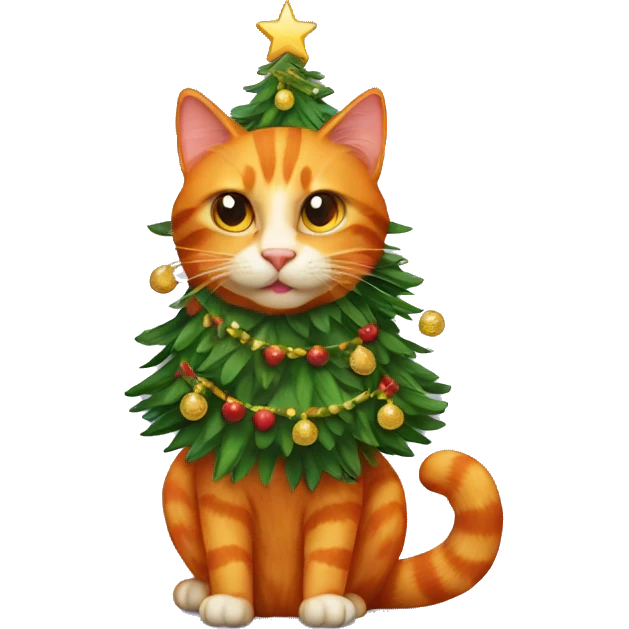 Orange cat beati g christmas tree emoji