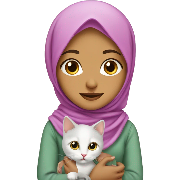 Pakistani hijabi girl with kitten emoji