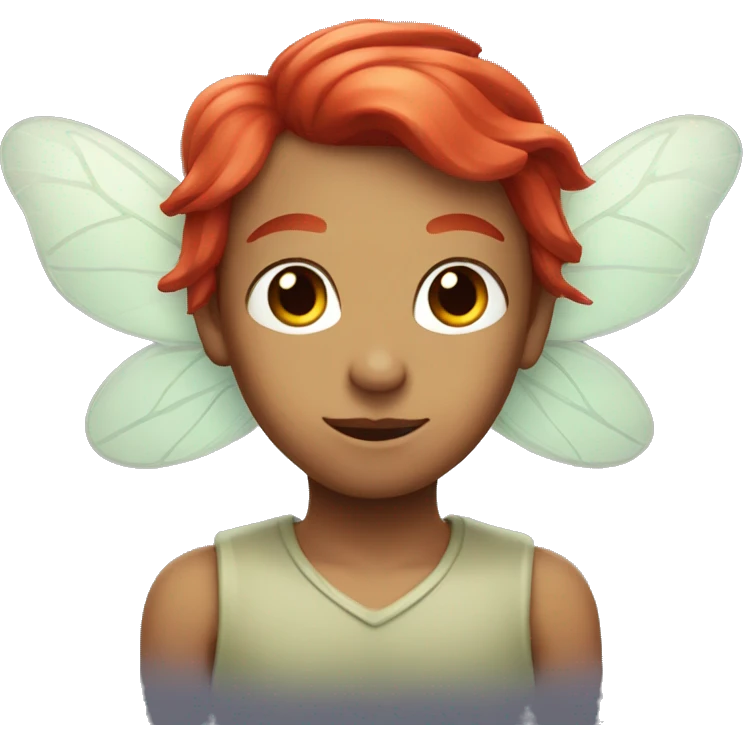 A fairy with wings and red hair emoji