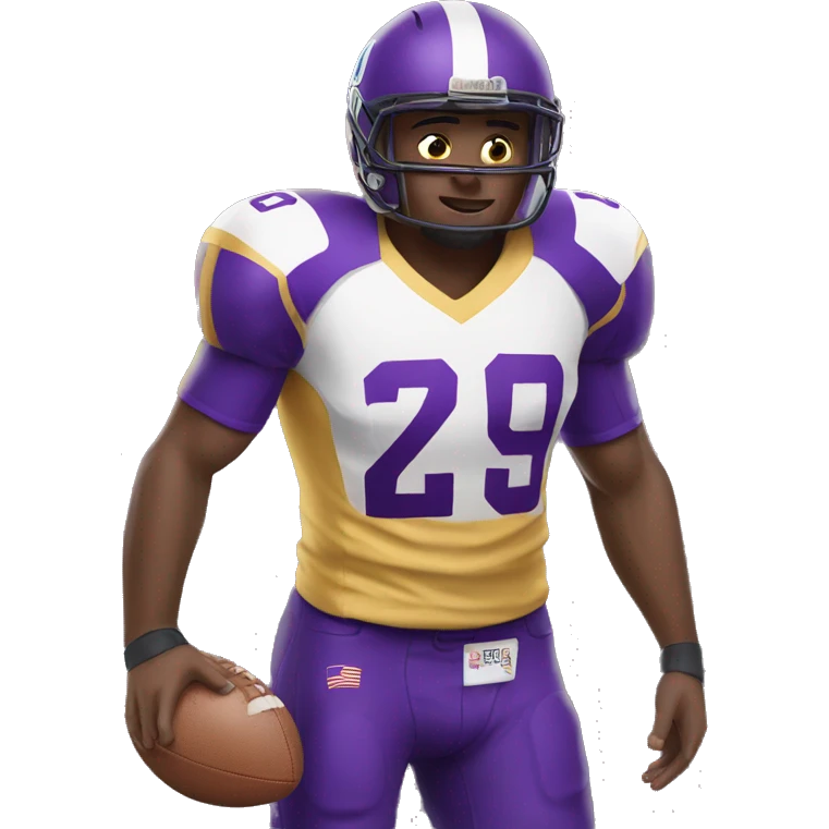 american football player wearing purple and gold jersey  emoji
