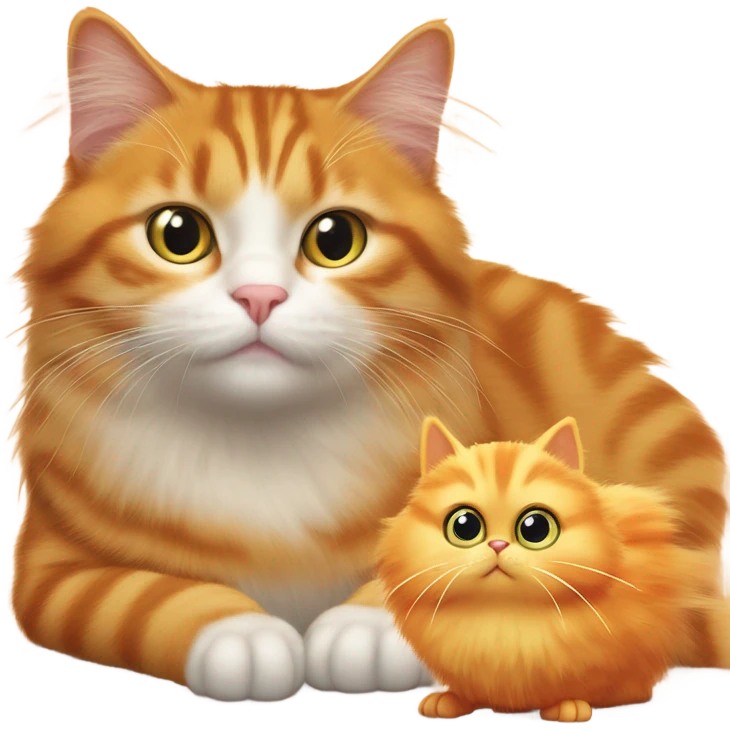 Orange cat with a little chik  emoji