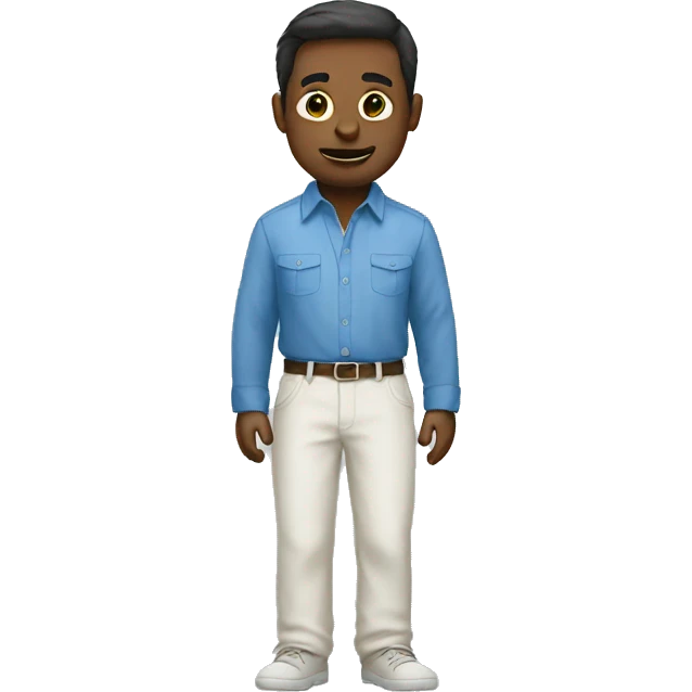 White linen pants with a blue shirt emoji