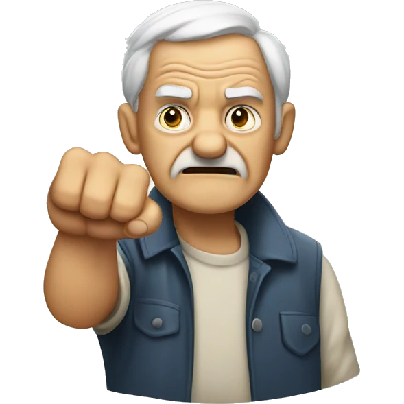Old man shaking fist to the sky angry emoji