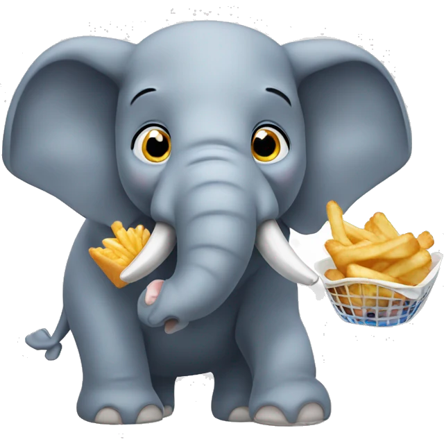 elephant eating fish and chips emoji