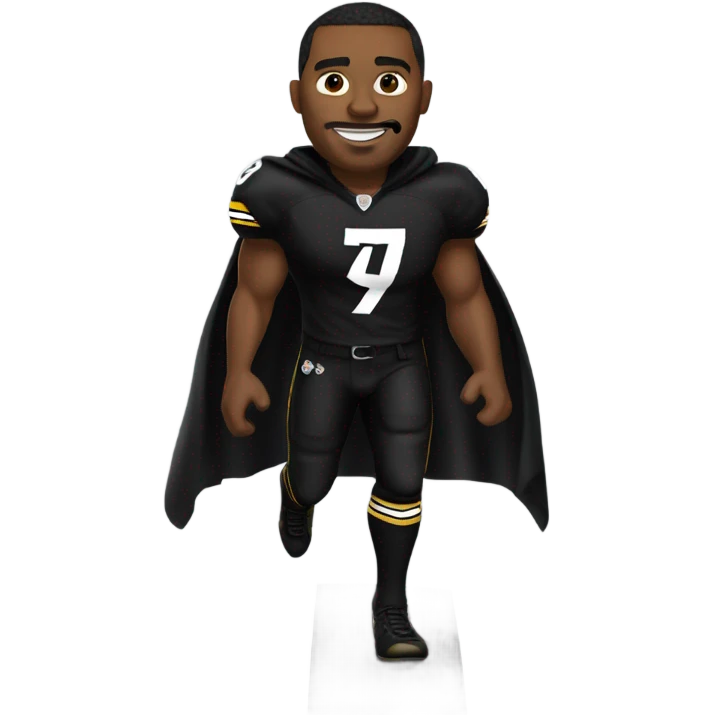 Pittsburgh Steelers player in uniform with black cape. emoji