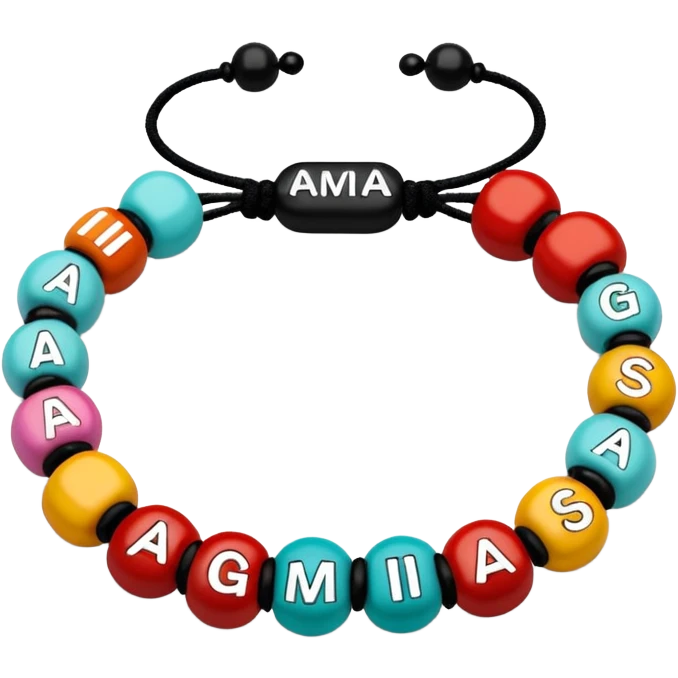 Colorful colors friendship brazelet with amigas written on the beads emoji