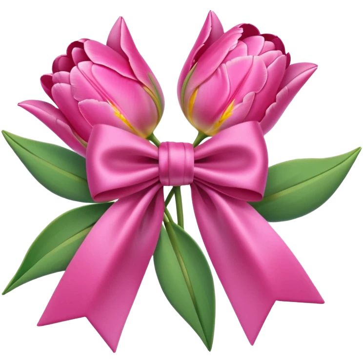 Pink tulips with a bow emoji
