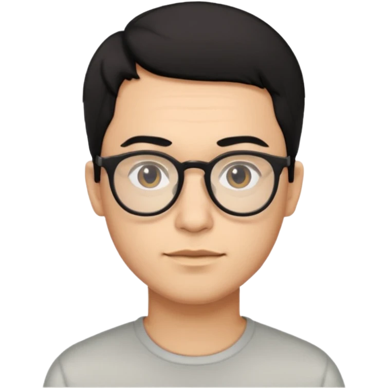 zumbi masculino, óculos fino, cabelo baixo emoji