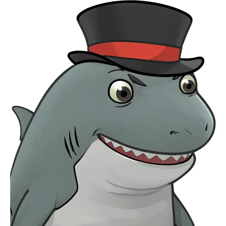 Shark with a top hat emoji