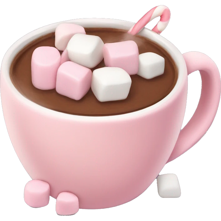 Light Pink mug of hot chocolate with marshmallows  emoji