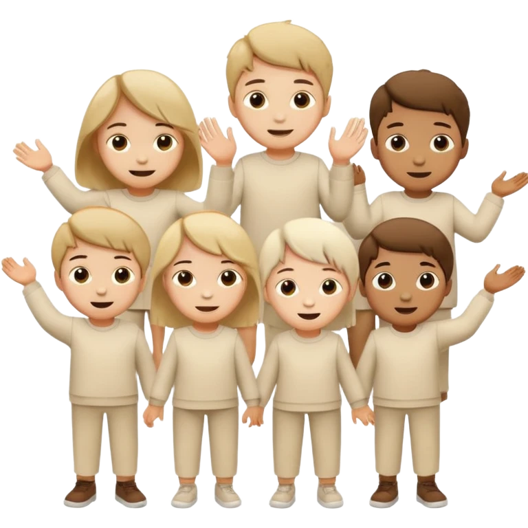 Chaos with children in beige and white clothes  emoji