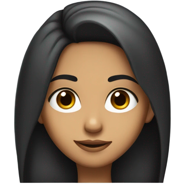 A dark black brown long hair girl , high cheekbones,indian features  with a smirk and eye roll medium fair complexion  emoji