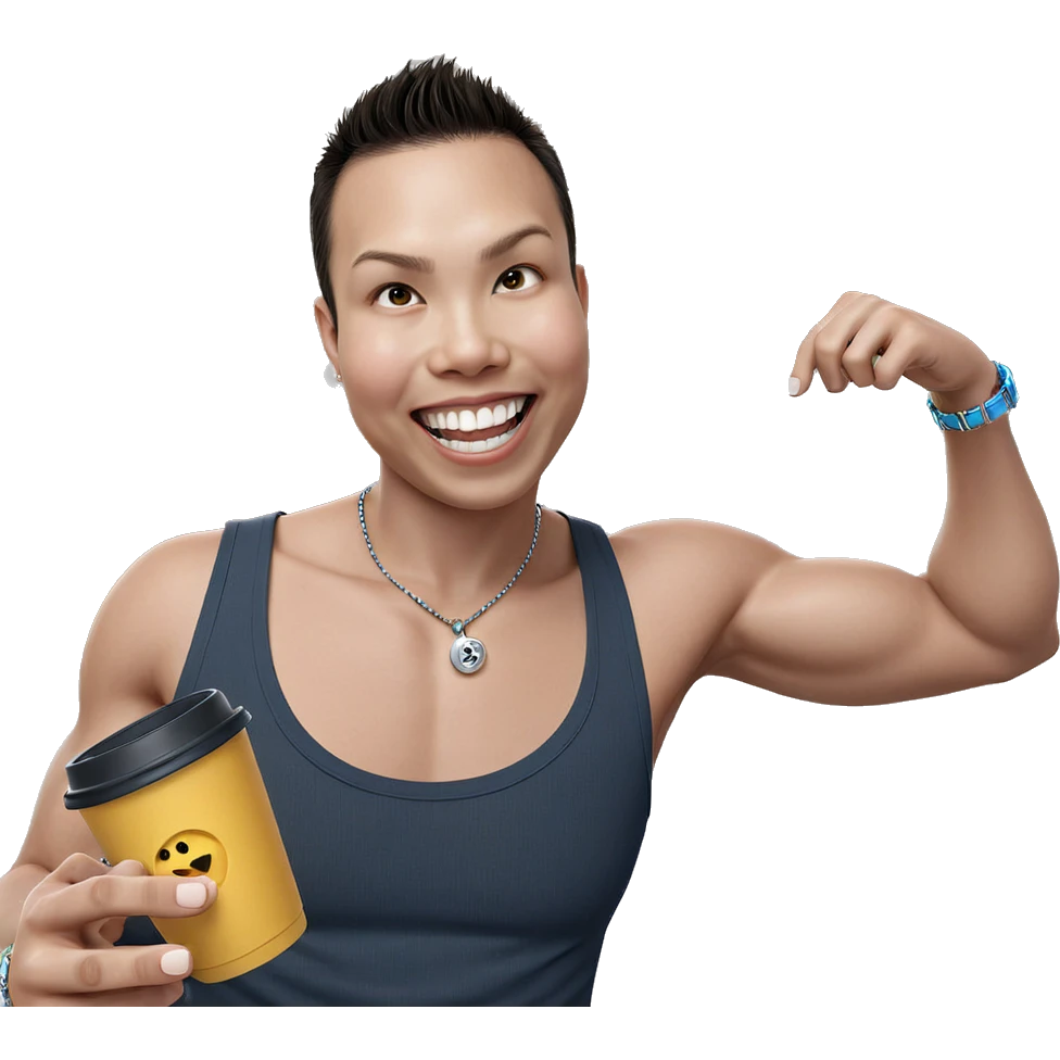 smiling boy with jewelry cup emoji