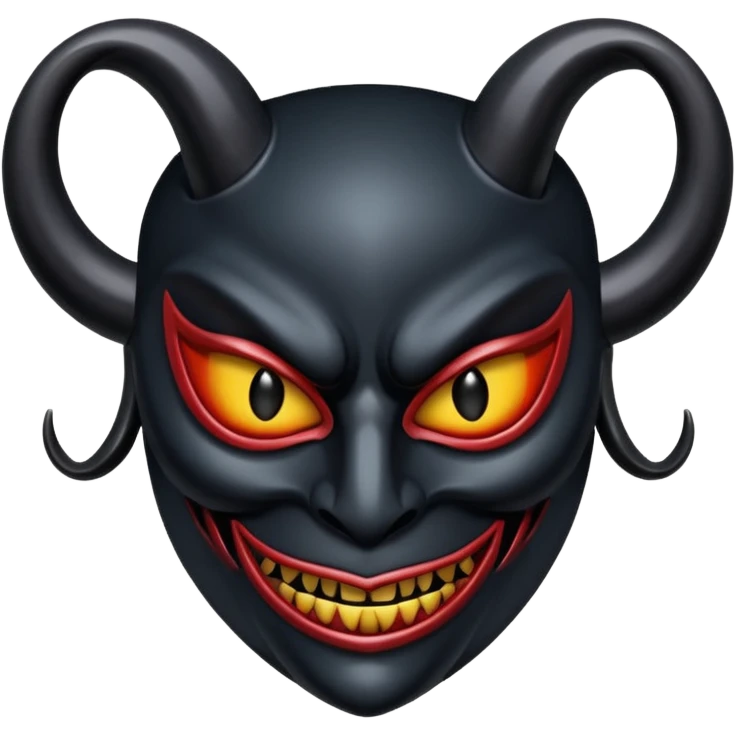 Demonic mask with subtle erotic curves, polished obsidian, lust and fear emoji