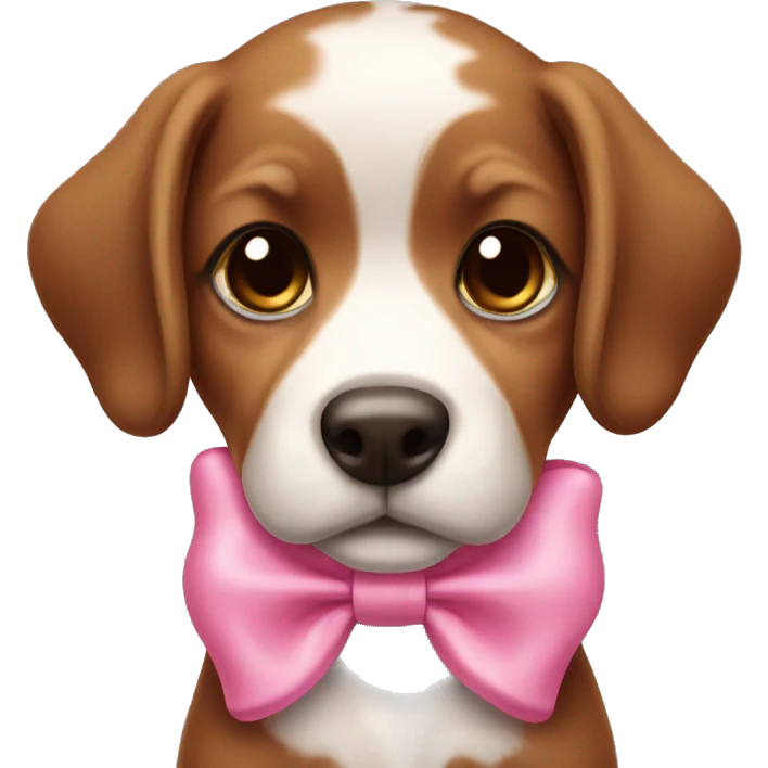 Brown puppy pink bow emoji