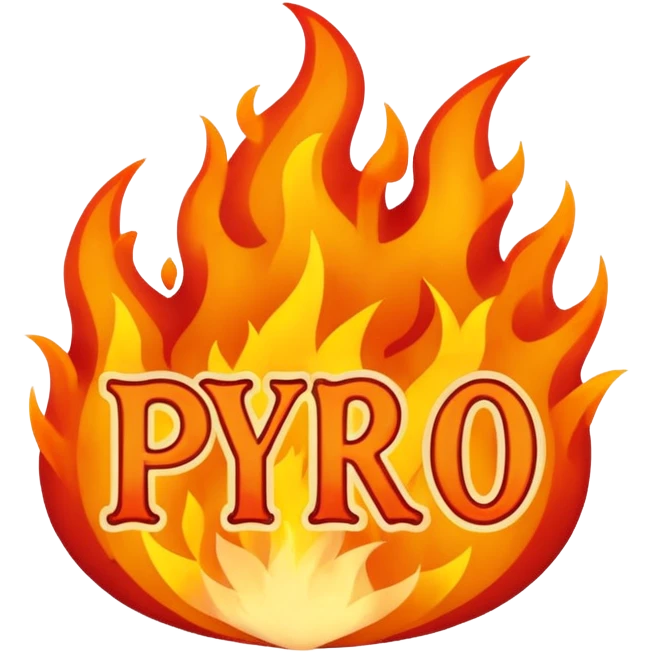 Can you make a banner that says PYRO in gothic letters, the letters should also be on fire  emoji