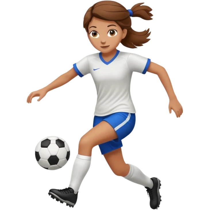 chica blanca con pelo castaño jugando futbol emoji