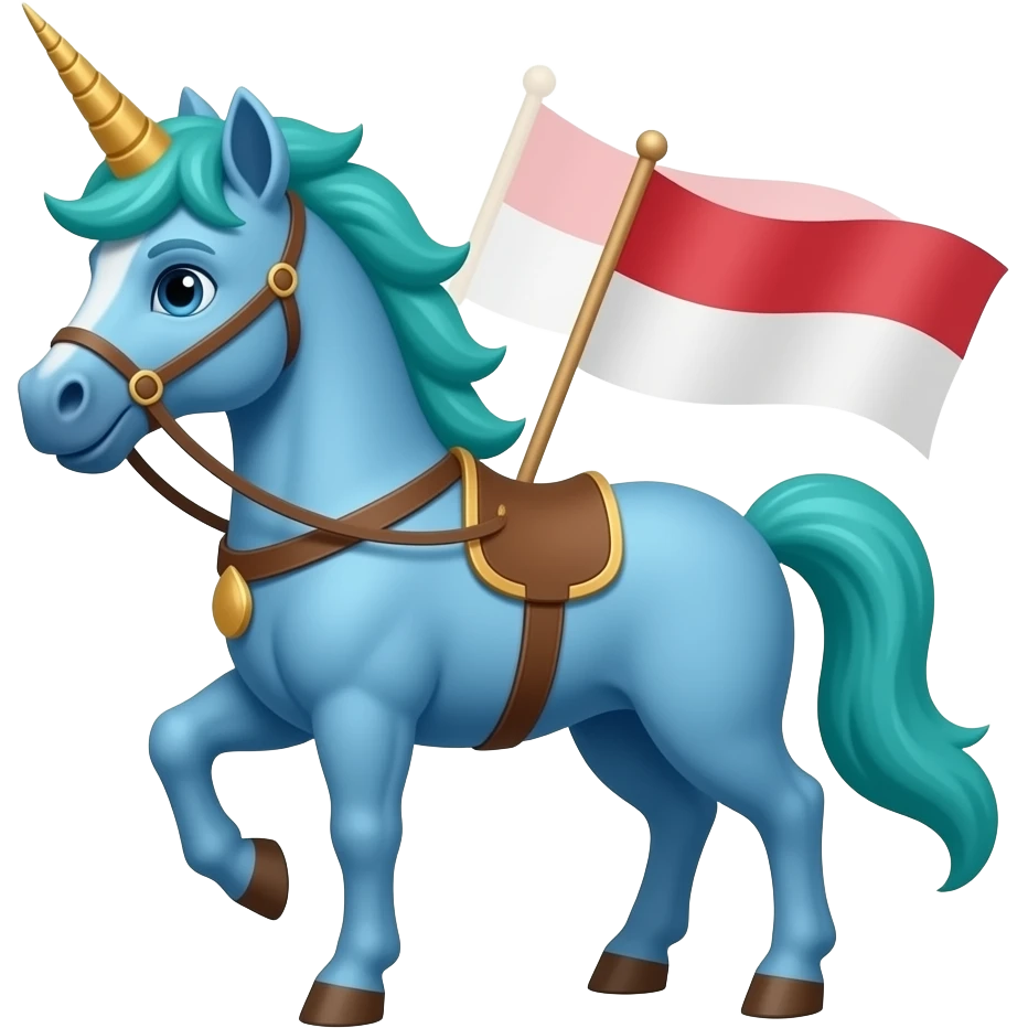 Buat emoji centa biru dan bendera Indonesia di gabung emoji