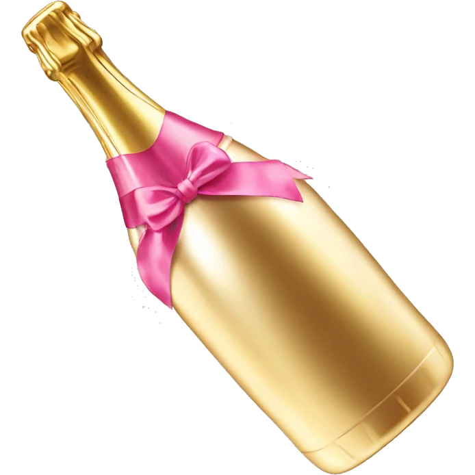 Realistic gold and pink metallic champagne bottle emoji