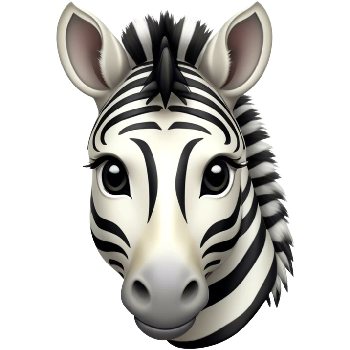 Cinematic Noble Zebra Portrait Emoji, Poised and regal, with a lean, elegant build and a striking Fur of bold black and white stripes, deep-set soulful piercing eyes, Simplified yet sharp and sophisticated features, highly detailed, glowing with a soft, dignified glow, high shine, intelligent and graceful, stylized with an air of savannah chic, focused and attentive, soft glowing outline, capturing the essence of a watchful and confident equine, so majestic it feels as though it could gallop out of the screen with effortless authority! emoji