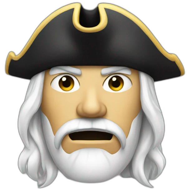 white pirate with angry face emoji