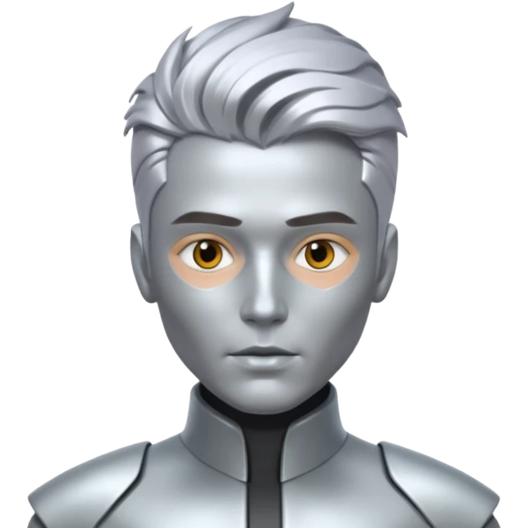 futuristic man with metalic hair emoji