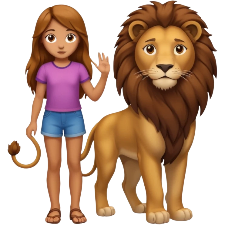 in lion family, only Kid Girl., full body, single tail emoji
