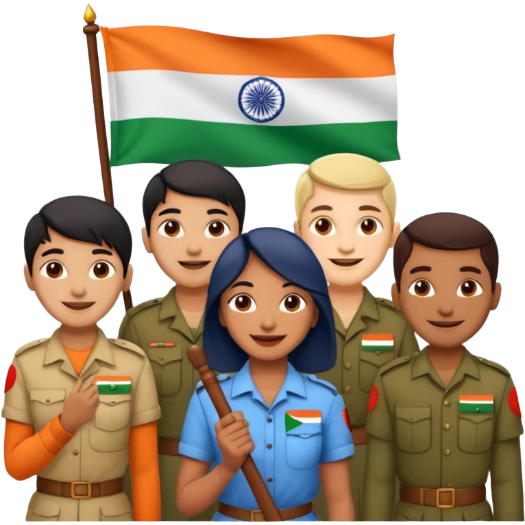 Indian Freedom fighters with the indian flag emoji