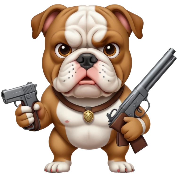 Bulldog with a gun emoji