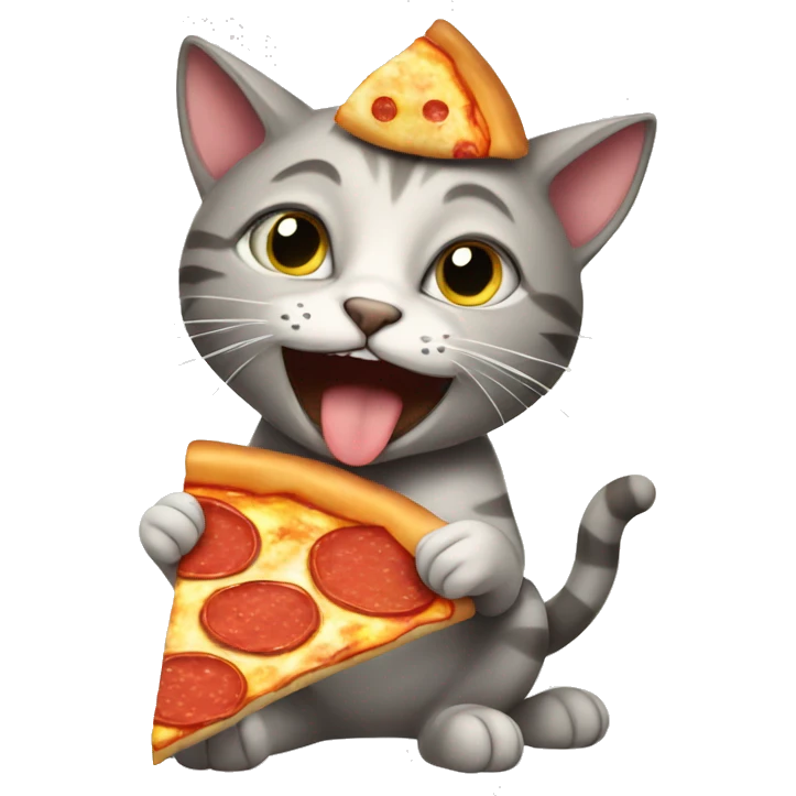 Cat eating pizza emoji