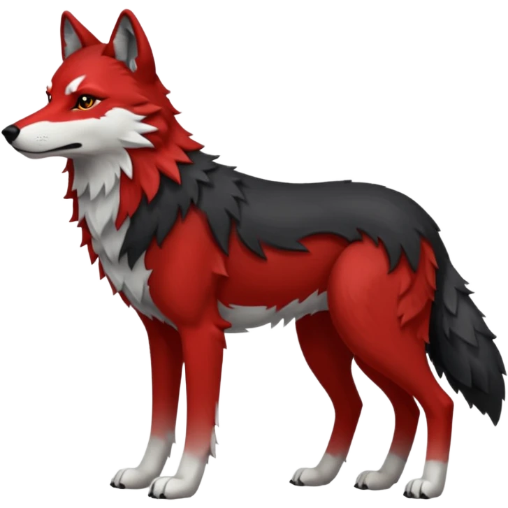 Full body red and black wolf with white accents  emoji