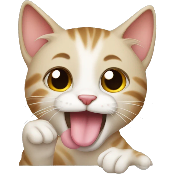 cute cat licking its paws emoji