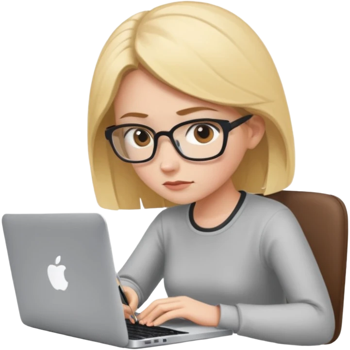 A developer writing code on her macbook emoji