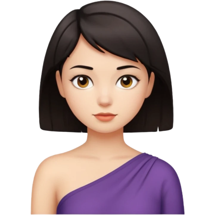A girl with a short dark hair wearing a up shoulder top emoji