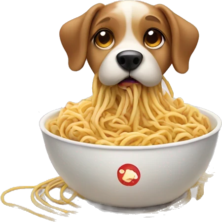 Dog eating noodles emoji